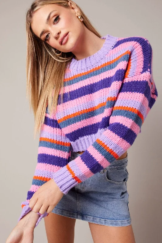 Women's Turkish Wool SweatersMulti Stripe Knit Jumper