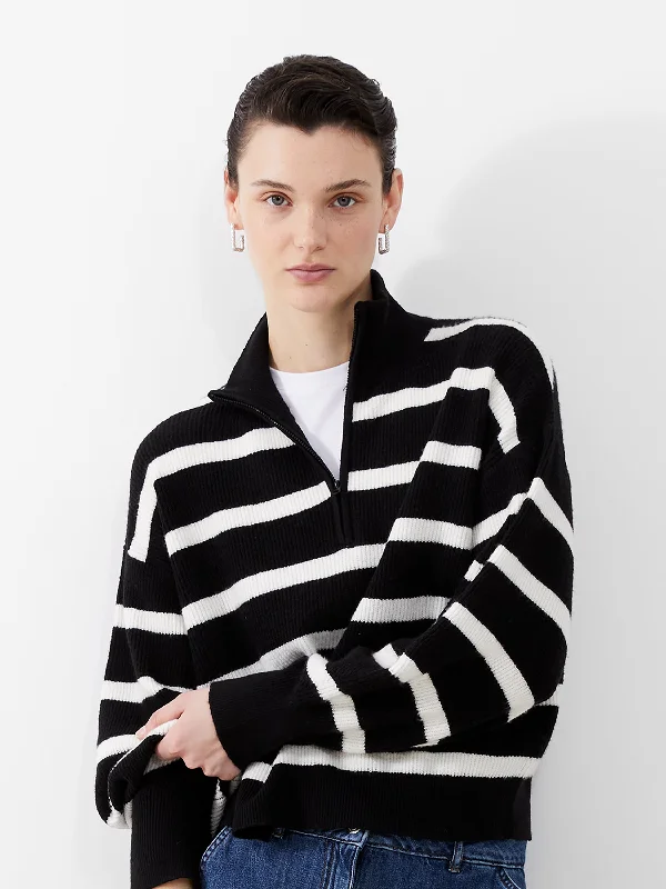 Women's Button-Up CoatsVhari Recycled Stripe Half Zip Jumper