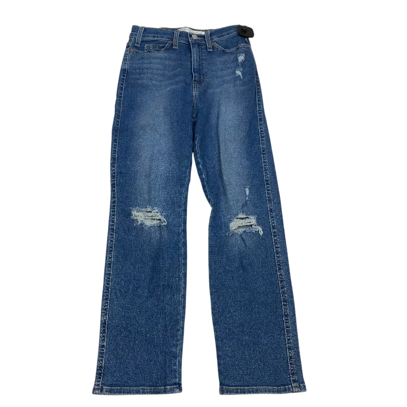 Women's Jodhpurs with Lapel CollarJeans Straight By Levis In Blue Denim, Size: 2