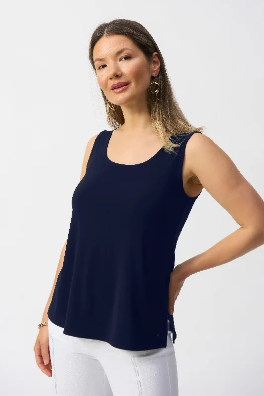 Women's Crew Neck SweatersJoseph Ribkoff Midnight Blue Silky Knit Scoop Neck Camisole