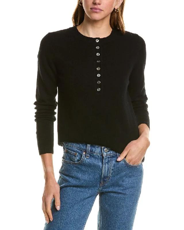 Women's Rounded Collar SweatersInCashmere Henley Cashmere Sweater