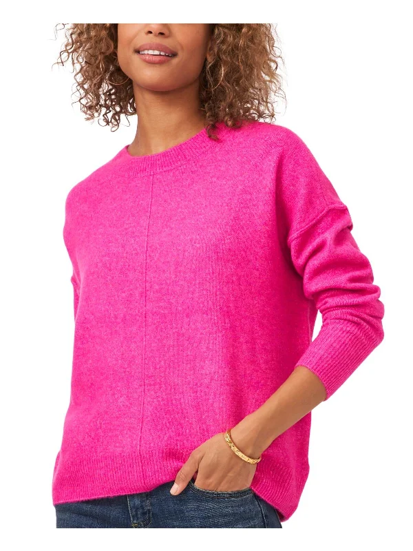 Women's Scoop Neck SweatersPlus Womens Ribbed Trim Knit Crewneck Sweater