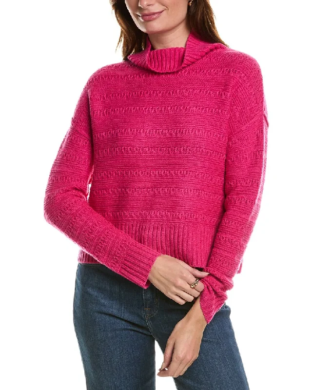 Women's Latvian Wool SweatersForte Cashmere Crop Textured Mock Neck Wool & Cashmere-Blend Sweater