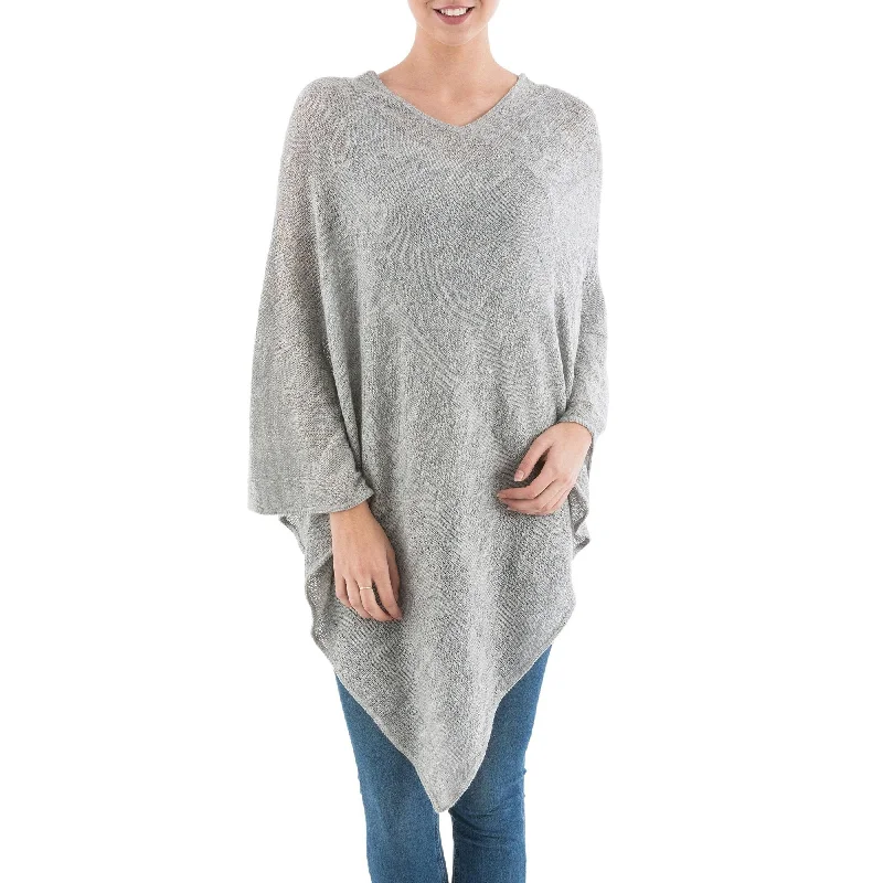 Women's Bulgarian Wool SweatersGrey Tulip Petal Poncho