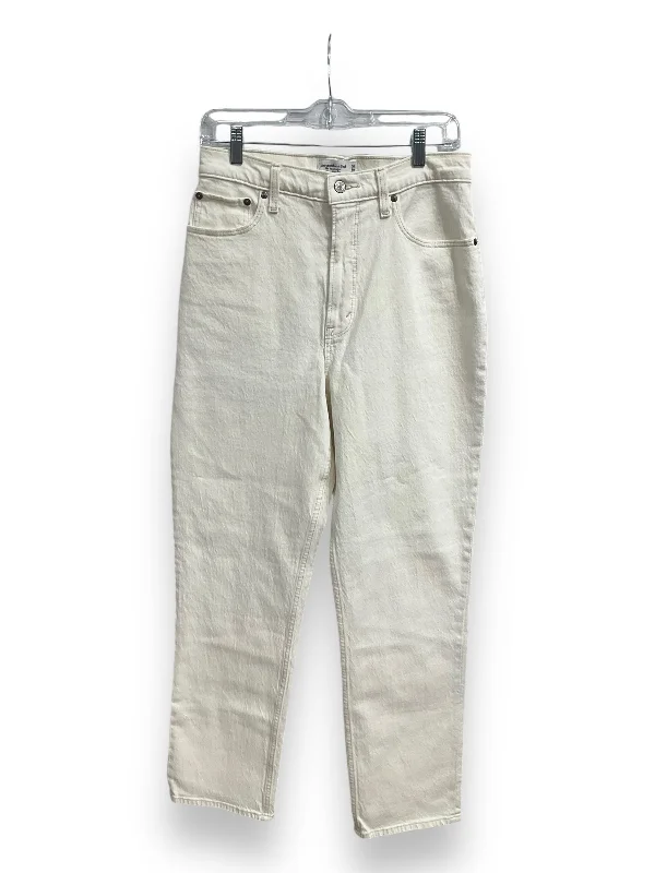 Women's Jodhpurs with Collarless DesignJeans Straight By Abercrombie And Fitch In Cream, Size: 10