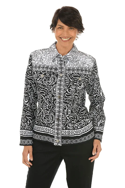 Women's Windbreaker CoatsPetite Monochrome Moment Embroidered Jacket