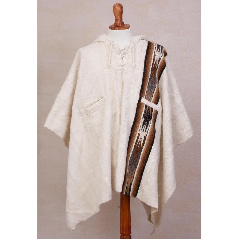 Women's Russian Wool SweatersMen's Beige Alpaca Poncho