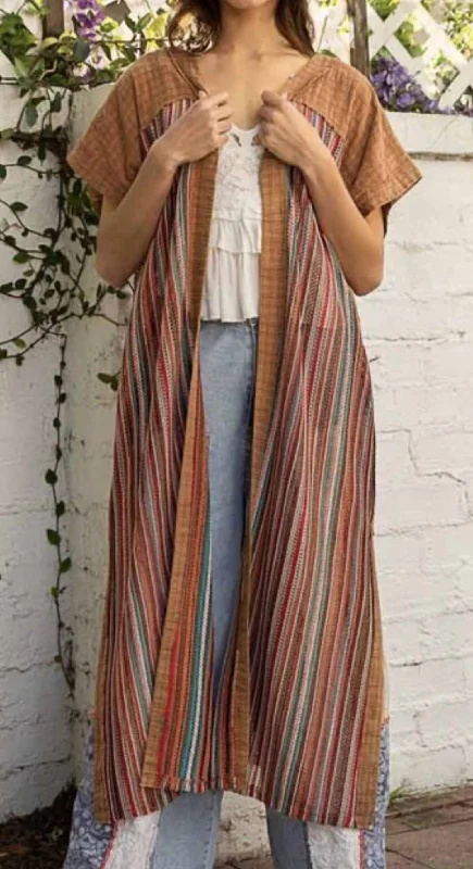 Women's Wide Collar SweatersGypsy Kimono In Brown