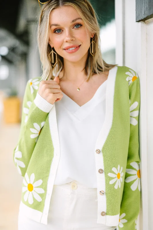 Stylish Women's CoatsFeeling So Fun Lime Green Flower Cardigan