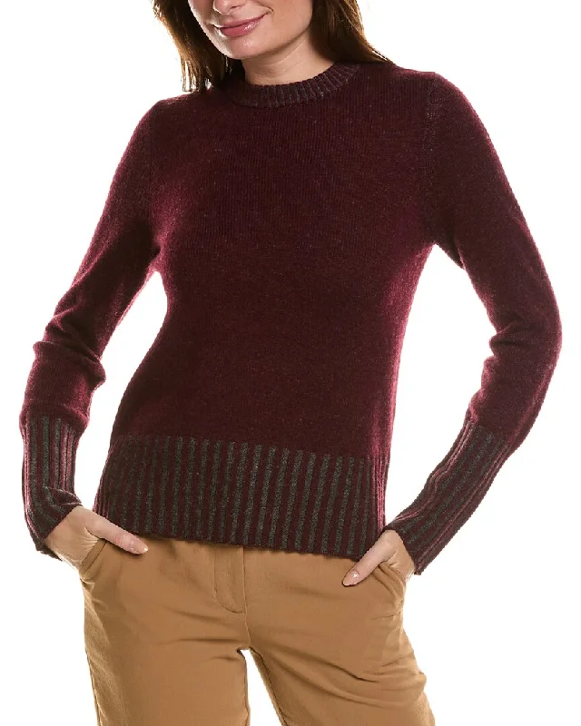 Women's Icelandic Wool SweatersForte Cashmere Plaited Crewneck Wool & Cashmere-Blend Sweater