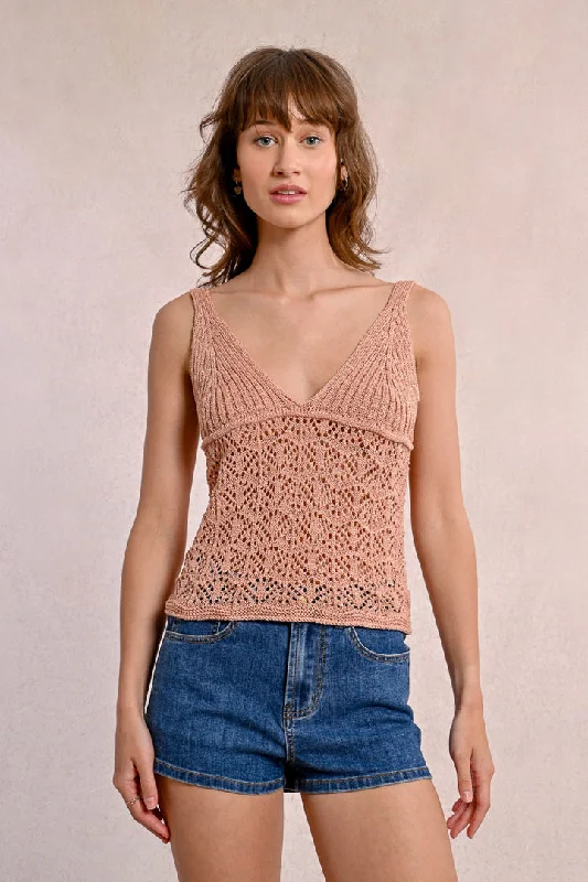 Women's Polish Wool SweatersMolly Bracken Knitted Peachy Pink Tank Top