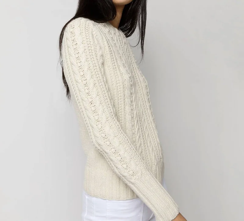 Women's Albanian Wool SweatersEmilie Sweater In Ivory Organic Cotton