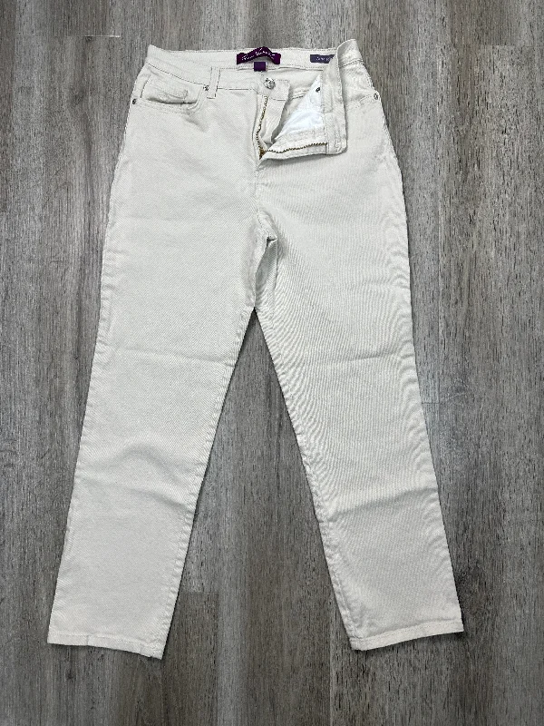 Women's Jodhpurs with Square CollarJeans Straight By Gloria Vanderbilt In White Denim, Size: 10