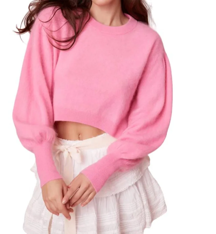 Women's Sweetheart Collar SweatersCandela Pullover Sweater In French Pink