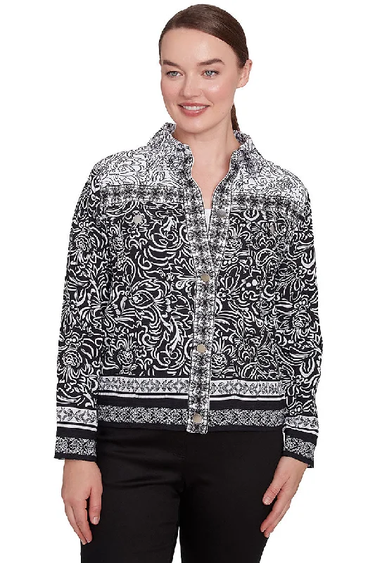 Women's Quilted CoatsMonochrome Moment Embroidered Jacket