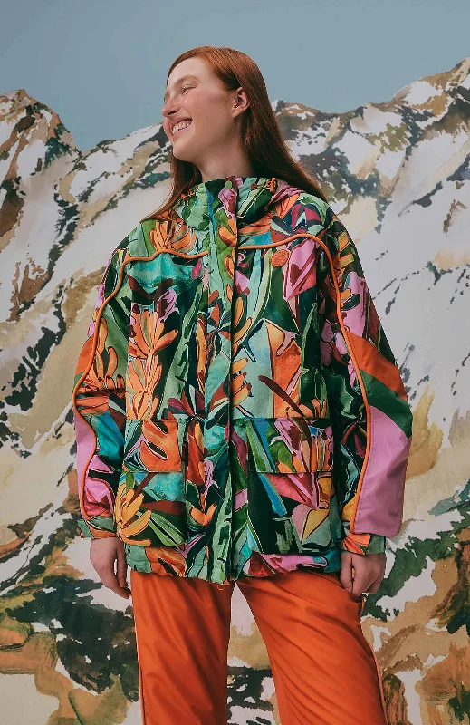 Women's Anorak CoatsMulticolor Banana Leaves Ski Jacket