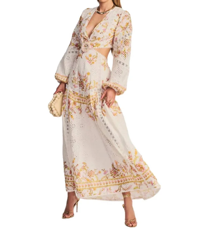 Women's Shawl Collar DressesAira Long Dress In Off White