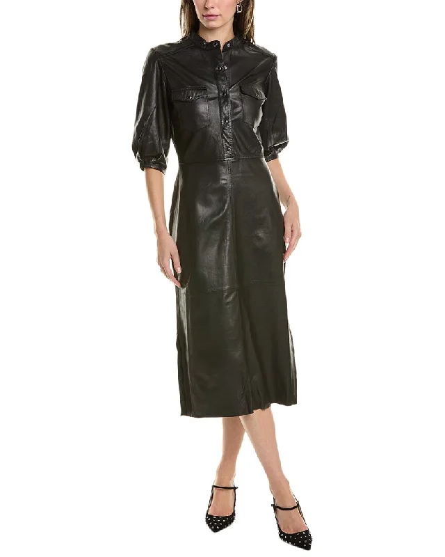 Women's High-Neck DressesAllSaints Jackie Leather Shirtdress