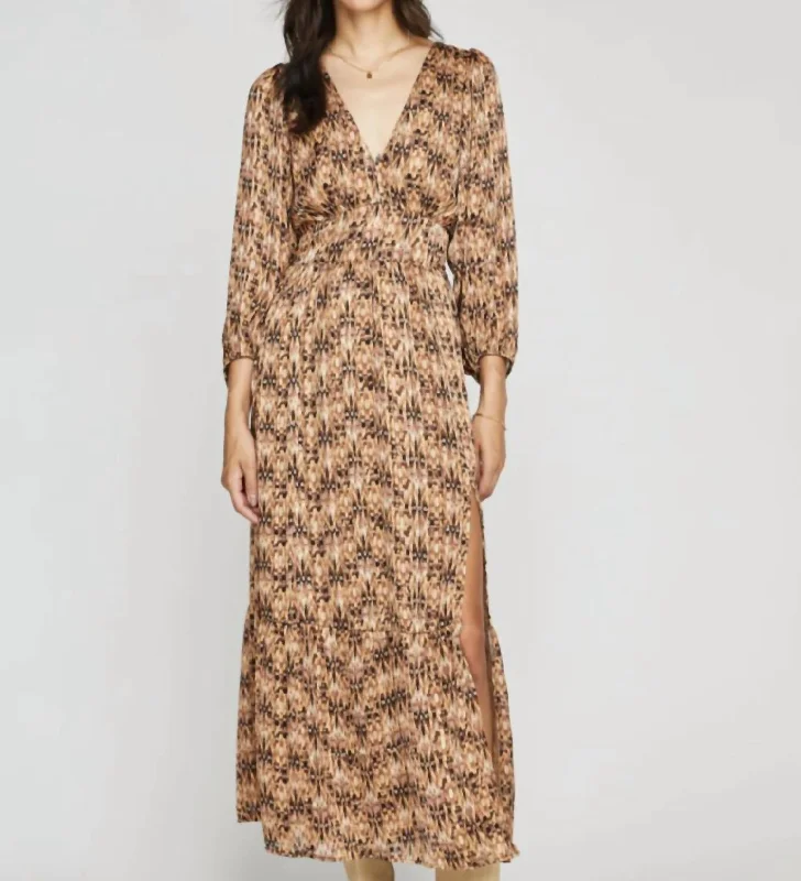 Women's Narrow Collar DressesBeatrice Dress In Ochre Glimmer