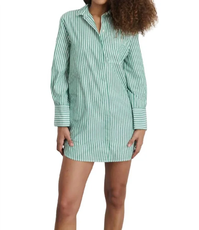 Women's Square-Back DressesBelle Shirt Dress In Green/white