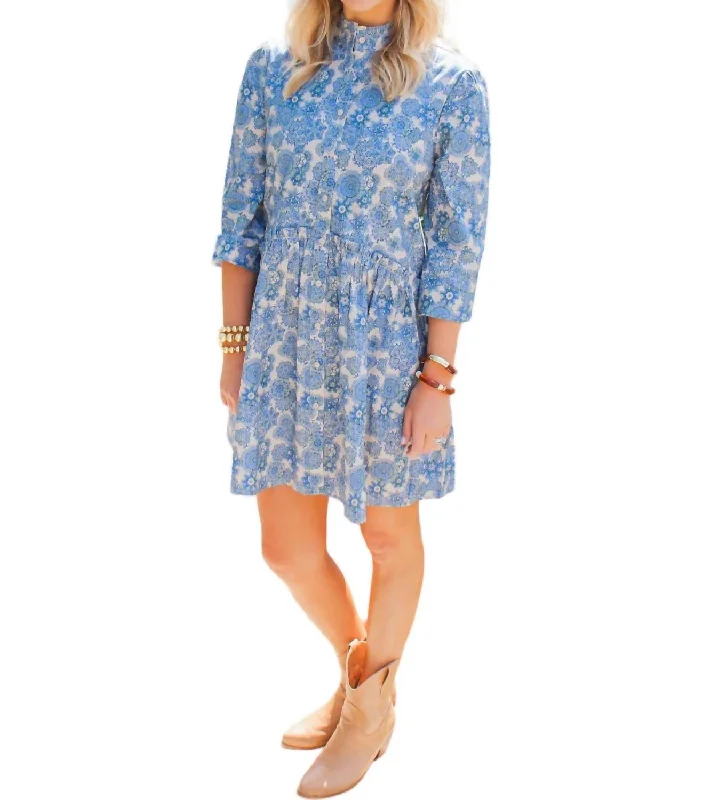 Women's Boat-Neck DressesCammie Ruffle Shirt Dress In Blue