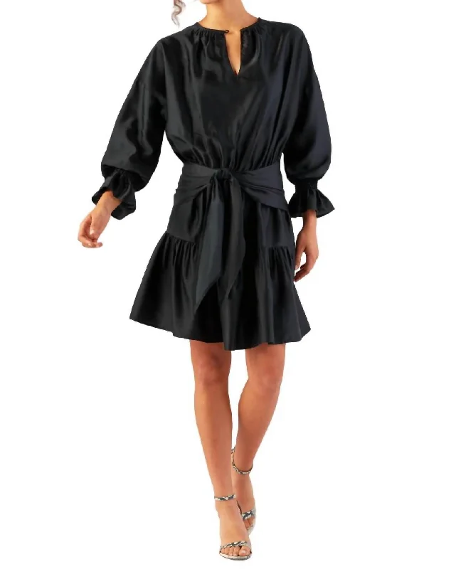 Women's Short-Sleeve DressesCoco Silk Dress In Black