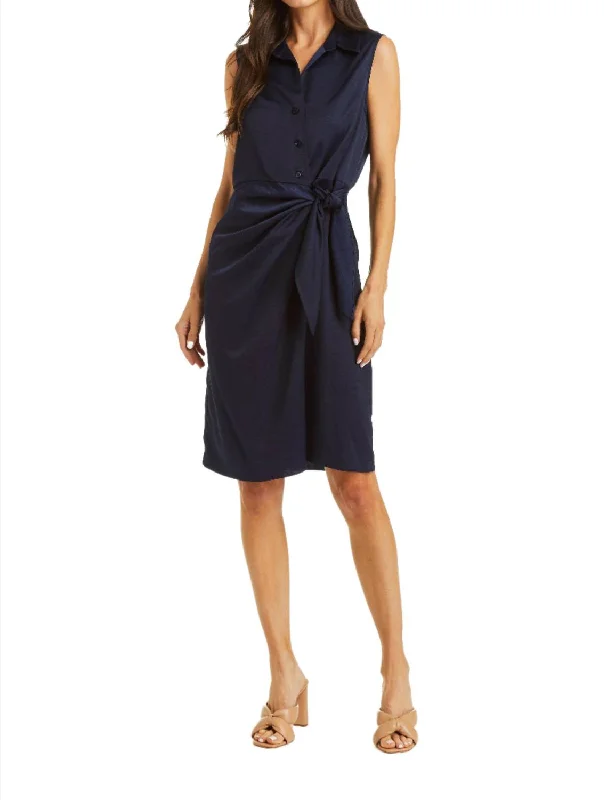 Women's Bell-Sleeve DressesCrystal Wrap Shirt Dress In Navy