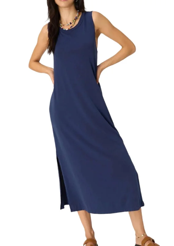 Women's U-Shaped Collar DressesDarla Twist Back Washed Tank Dress In Navy