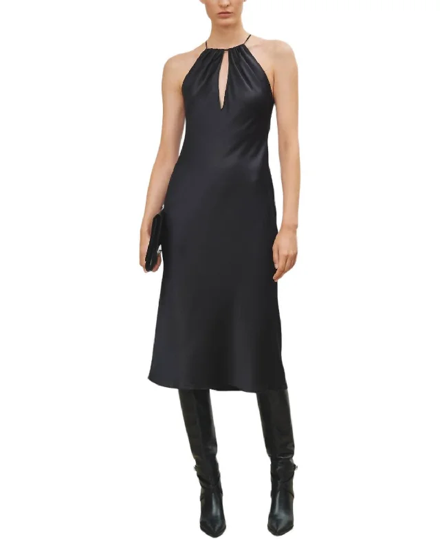 Women's Wide Collar DressesEglantine Halterneck Dress In Black