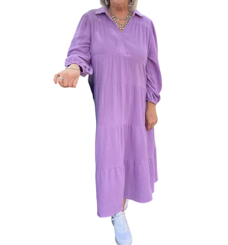 Women's Keyhole-Neck DressesGuthrie Gauze Dress In Lilac