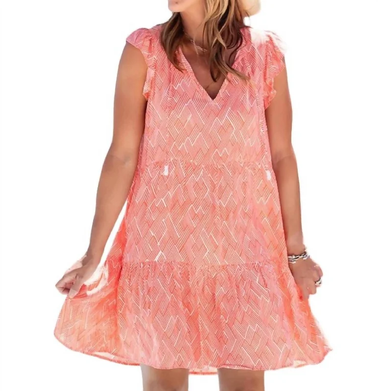 Women's Mandarin-Neck DressesNantucket Dress In Coral Block