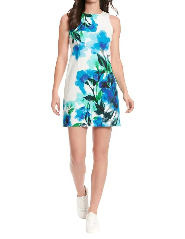 Women's Halter DressesNayeli Dress In White/surf Blue