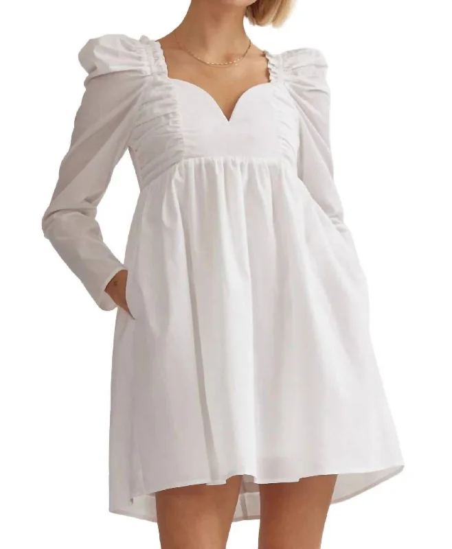 Women's Notched Collar DressesRefreshing Breeze Dress In White