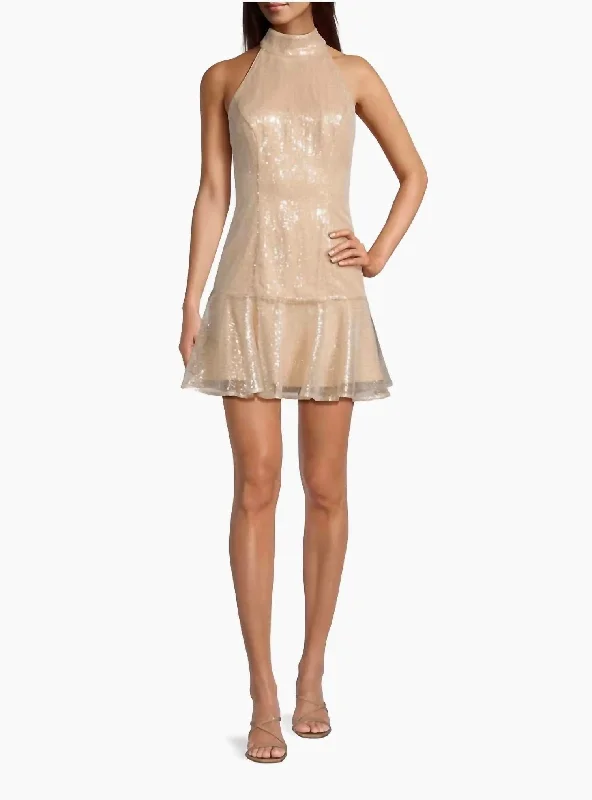 Women's Mandarin-Neck DressesRochel Sequin Dress In Gold