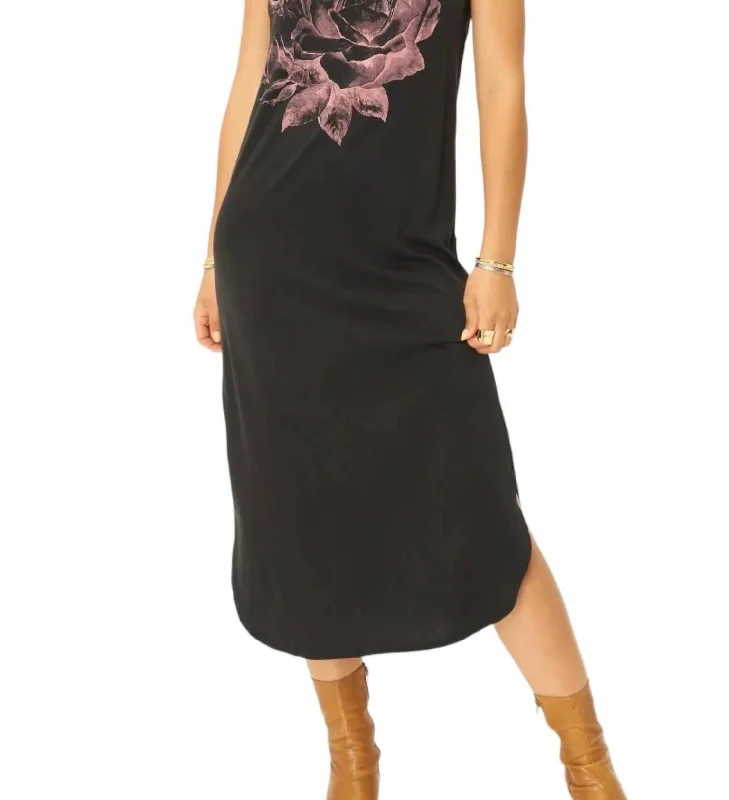 Women's Rounded Collar DressesRoses Tank Dress In Black