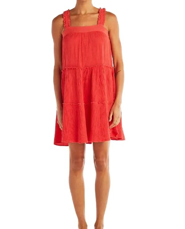 Women's Ruffled DressesRuffle Strap Tiered Dress In Watermelon