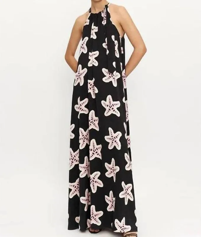 Women's Round-Neck DressesStarfish Print Dress In Black