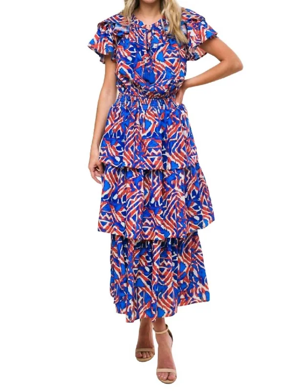 Women's Pleated DressesThe Ada Dress In Blue Rust