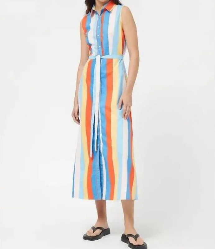 Women's V-Neck DressesWide Stripe Dress In Multi