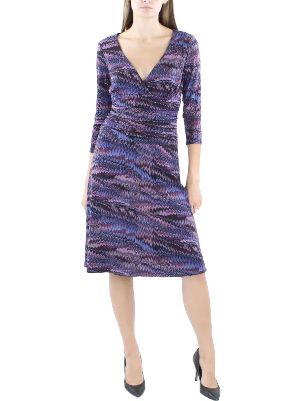 Women's Low-Neck DressesWomens Printed Polyester Wear To Work Dress