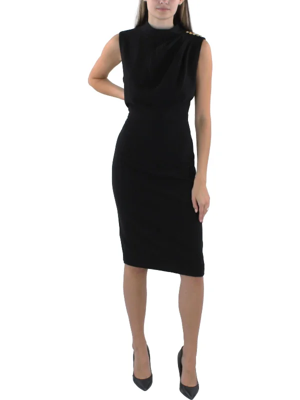 Women's Sweetheart-Back DressesWomens Studded Polyester Wear To Work Dress