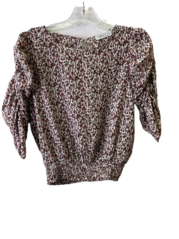 Women's Blouse with Notched CollarTop 3/4 Sleeve By Paper Crane  Size: M