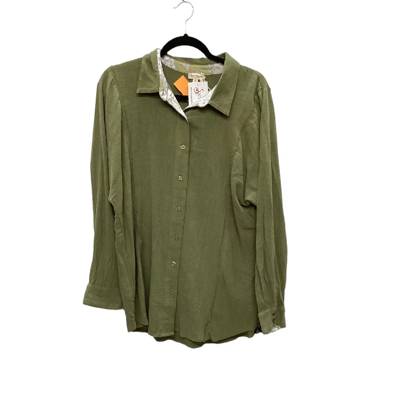 Women's Blouse with Narrow CollarTop Long Sleeve By Hem & Thread  Size: M