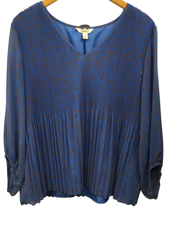 Women's Blouse with Mandarin CollarTop Long Sleeve By Nine West  Size: Xl