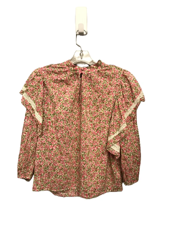 Women's Blouse with Sweetheart CollarTop Long Sleeve By Who What Wear  Size: M